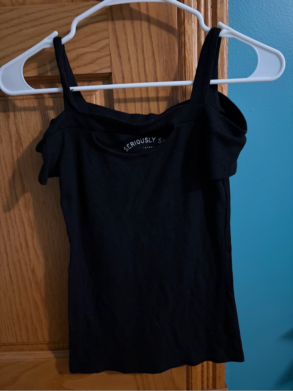 Black Ribbed Off-Shoulder Tank Top